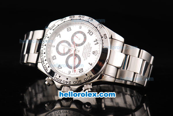 Rolex Daytona II Automatic Movement Silver Case with White Dial and Black Numeral Marker-SS Strap - Click Image to Close